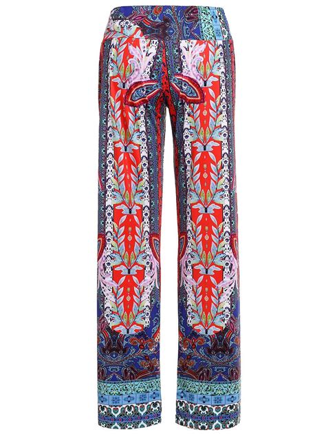 [72 Off] Damask Tribal Print Wide Leg Palazzo Pants Rosegal