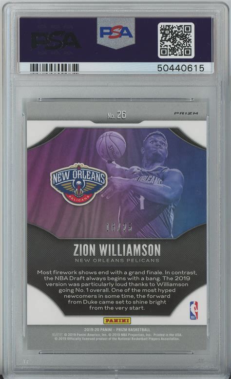 Panini Prizm Fireworks Prizms Mojo Zion Williamson Pelicans