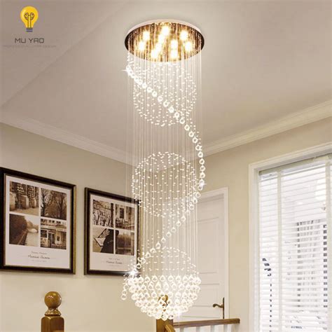 MUYAO Crystal Chandelier Modern Spectacular LED Spiral Ball Raindrop K9