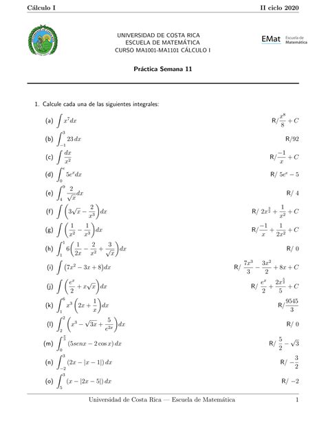 SOLUTION Practica De Integrales Definidas E Indefinidas Studypool