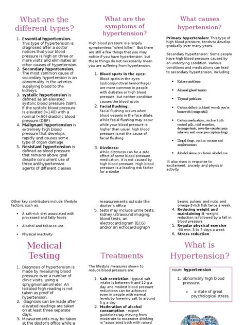 hypertension brochure pe | Hypertension | Blood Pressure