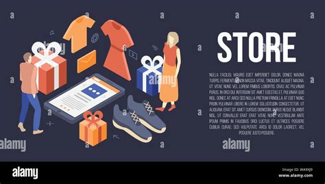 Shop Store Concept Banner Isometric Style Stock Vector Image Art Alamy