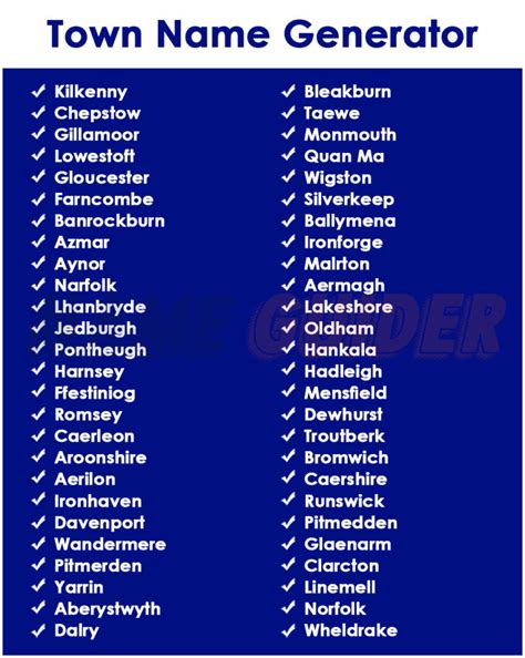 200 Town Name Generator 2023 Name Guider
