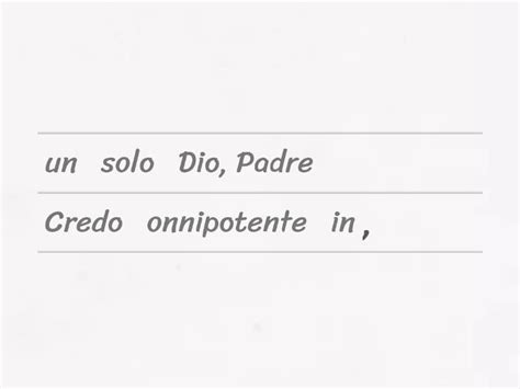 Credo Niceno Ordina Le Parole Unjumble