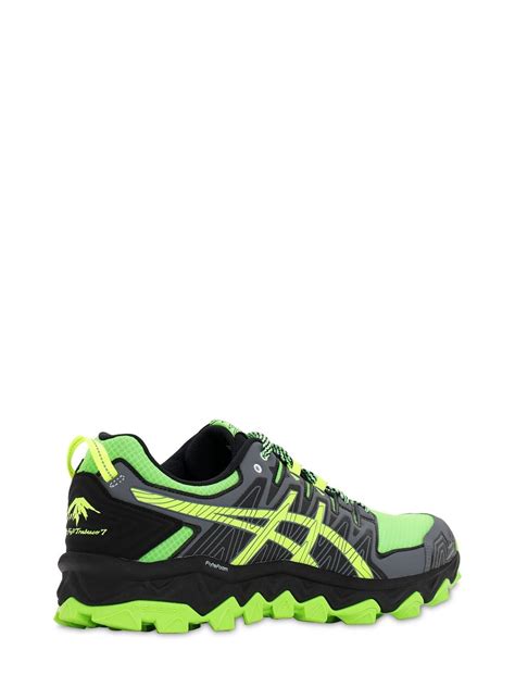 Asics Leather Gel-fujitrabucotm 7 Running Sneakers in Black/Green (Green) for Men - Lyst