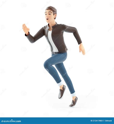 3d Cartoon Man Running Fast Stock Illustration Illustration Of