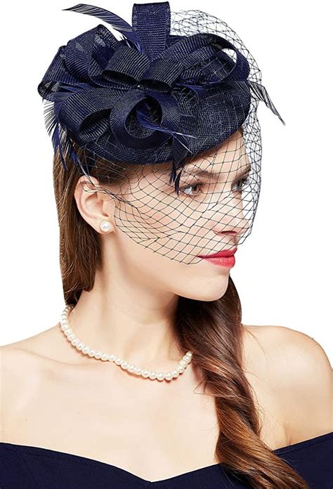 Babeyond Bridal Wedding Fascinator Mesh Feather Fascinator Hair Clip Tea Party Fascinator Veil