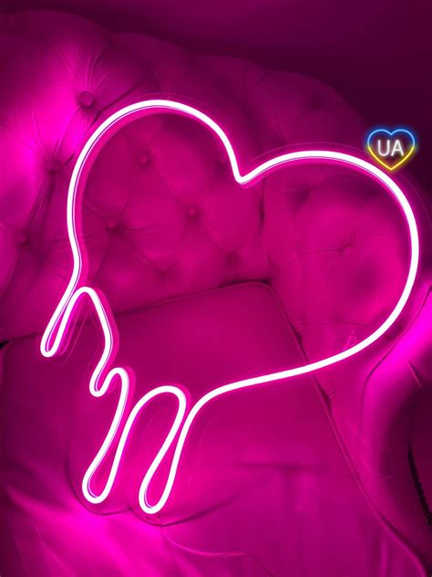 Dripping Heart Neon Sign Neon Sign Bedroom Heart Neon Light Heart Heart Led Light Sign