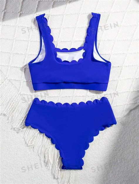 Shein Swim Basics Damesvakantie Effen Kleur Sexy Bikiniset Met