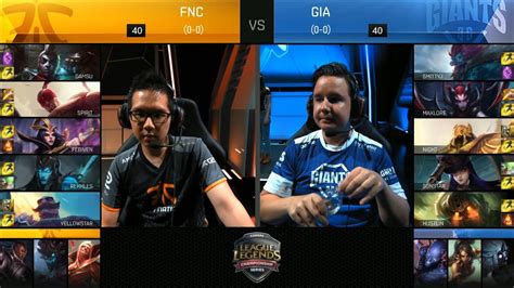 Fnc Vs Gia Highlights Fnatic Vs Giants Game Eu Lcs Week Summer