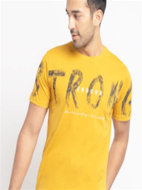 Buy Status Quo Men Yellow Typography Printed T Shirt Tshirts For Men