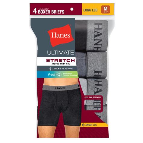 Hanes Mens 4 Pairs Ultimate Stretch Boxer Briefs