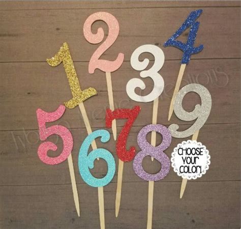 Glitter Number Cupcake Toppers Colors To Choose From Etsy