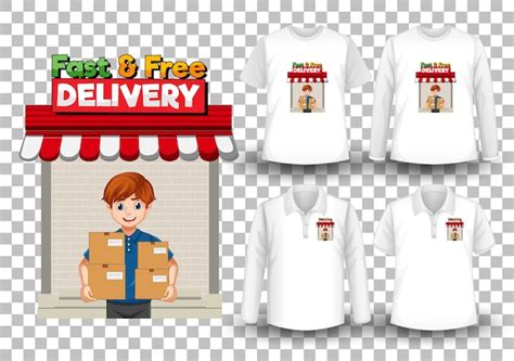 Conjunto De Camiseta De Maqueta Con Tema De Entrega Vector Gratis