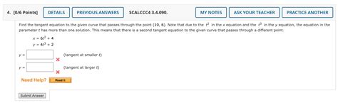 Solved Find The Tangent Equation To The Given Curve That