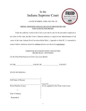 Fillable Online In Order Amending Indiana Rules Of Procedure For Post