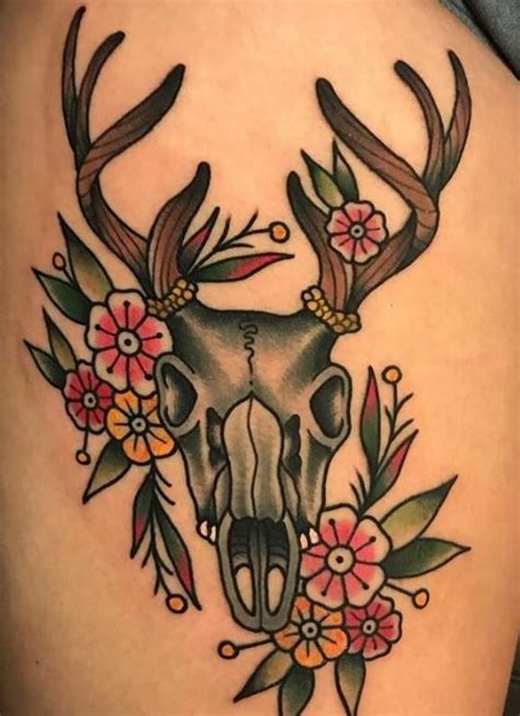 30 Deer Skull Tattoo Designs Ideas And Meanings PetPress Deer