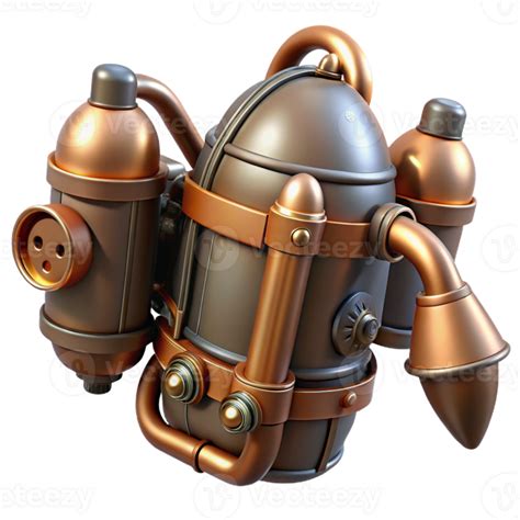 Vibrant Rustic Steampunk Jetpack With Copper Pipes And Thrusters