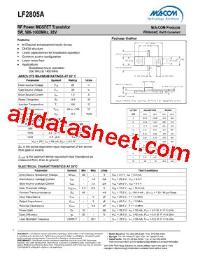 LF2805A Datasheet PDF M A Technology Solutions Inc