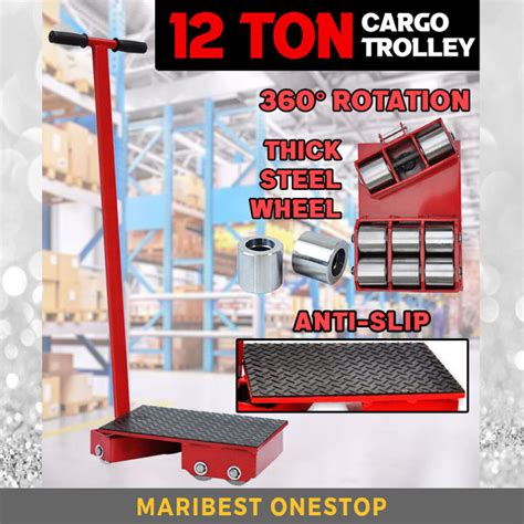 12 Ton Cargo Trolley With Handle 360° Degree Rotation Heavy Duty