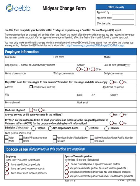 Fillable Online Miami Dade County Benefit Election Change Form Fax