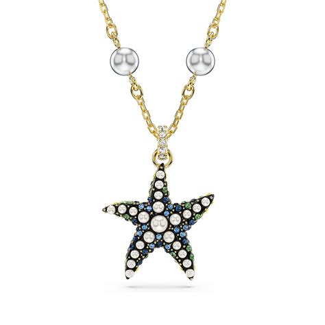 Swarovski Idyllia Pendant Crystal Pearls Starfish Multicolored Gold