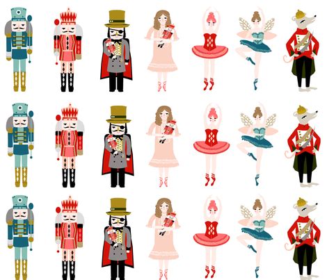 nutcracker appliques - 6" tall characters for appliques fabric - andrea_lauren - Spoonflower