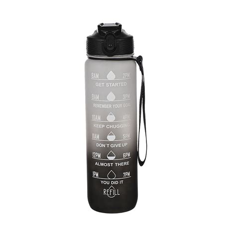 Peibai Motivational Water Bottle With Time Marker 32oz Squeezing Ejection Opening Bpa With