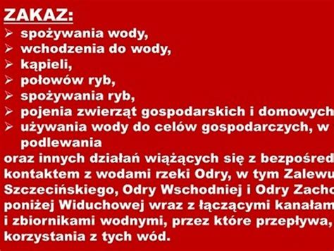 Zakaz Korzystania Z W D Odry Do Sierpnia Wojewoda Zachodniopomorski