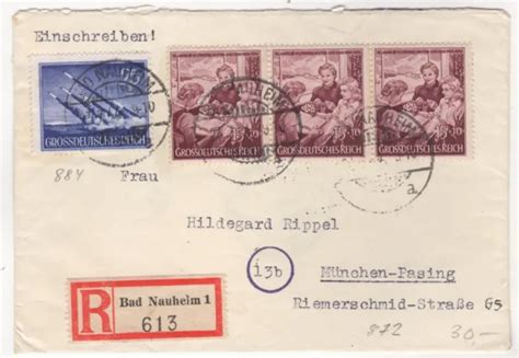 1944 JUL 23RD Registered Cover Bad Nauheim To Munich Pasing 19 50