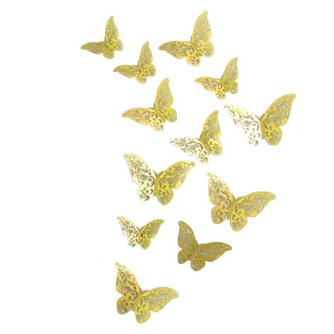 12pcs 3d Gold Butterfly Wall Décor 3 Sizes Butterfly Decorations Butterfly Party Cake