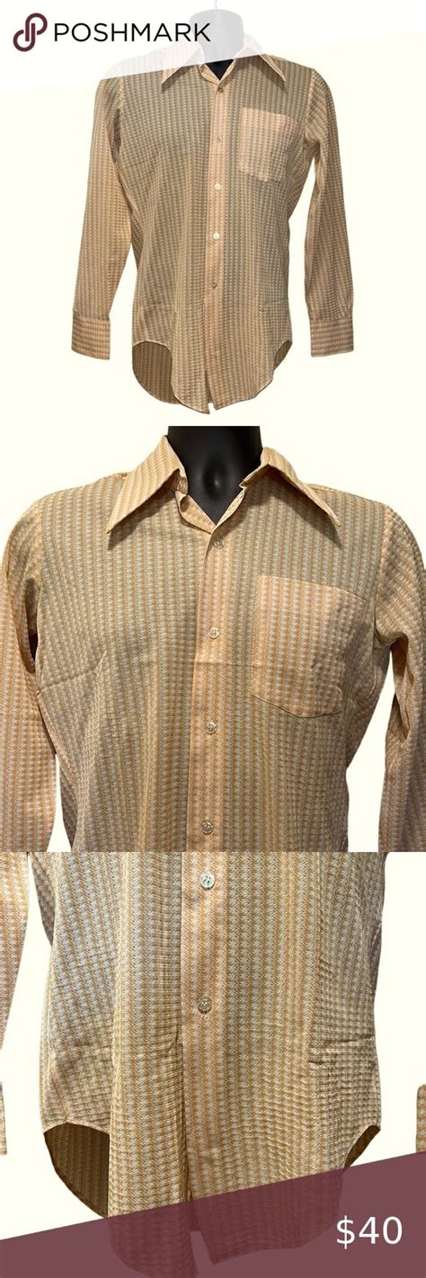 Vtg S S Montgomery Ward Button Down Shirt Gold White In