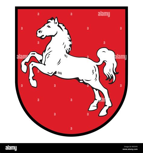 Flag of Lower Saxony. Vector illustration. Flag with coat of arms Stock ...