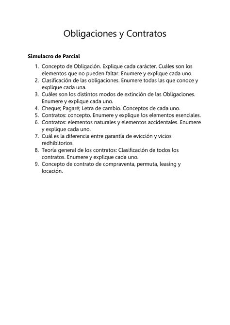 Obligaciones Y Contratos Obligaciones Y Contratos Simulacro De