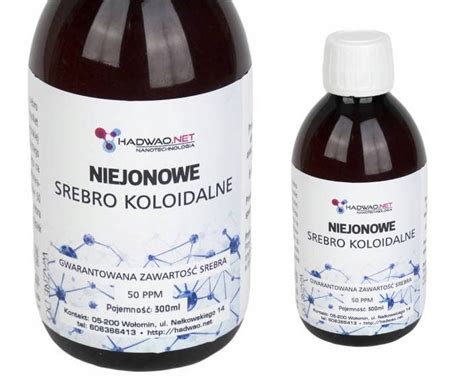 HadwaO NanoAg Niejonowe Srebro Koloidalne Nano 50 Ppm 1L 13514788505