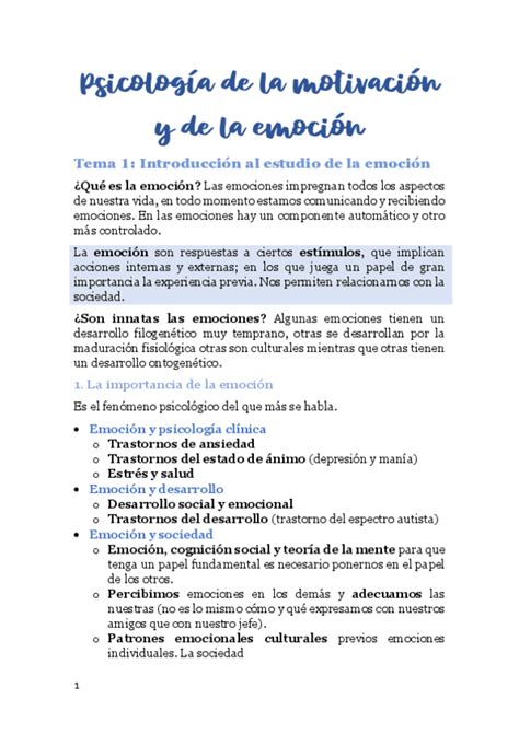 TEMARIO COMPLETO Psicologia De La Motivacion Y De La Emocion Pdf