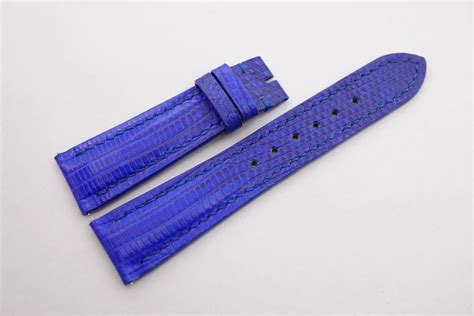 22mm 18mm Cobalt Blue Lizard Skin Leather Watch Strap With Quick