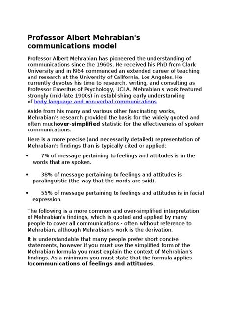 Albert Mehrabian's communications model | Communication | Cognitive Science