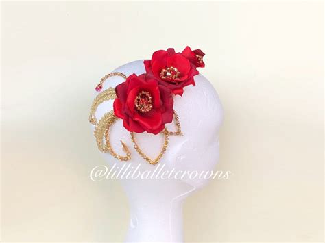 BALLET TIARA Red Rose BALLET Headpiece Spanish Roses Kitri