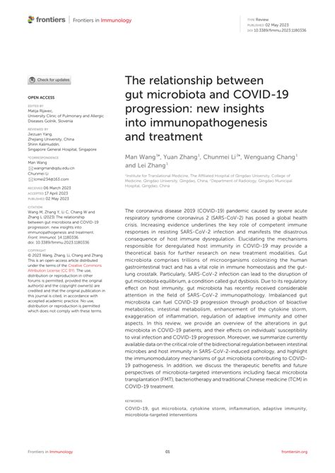 PDF The Relationship Between Gut Microbiota And COVID 19 Progression