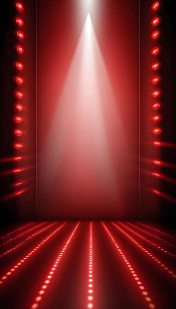 A Red Stage With A Spotlight And A Red Stage With The Lights On It