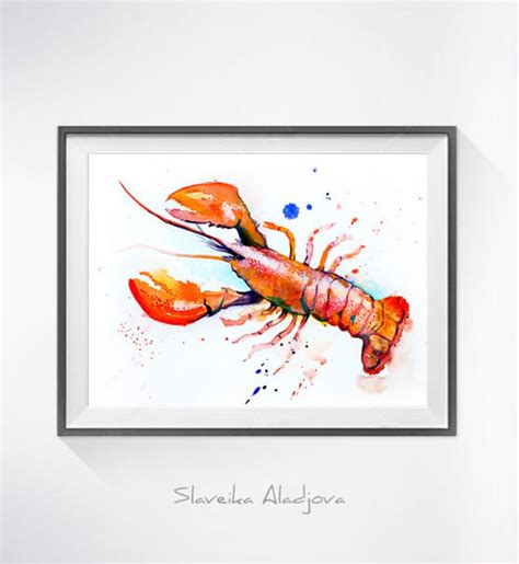 Lobster Watercolor Painting Print by Slaveika Aladjova Art - Etsy