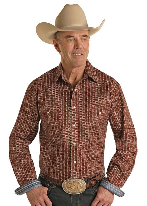 Panhandle Rough Stock Mens Flex Tech Western Shirt Bony Pony