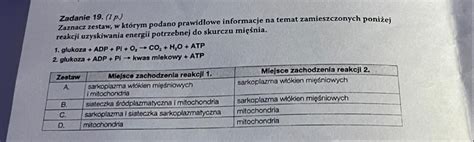 Zaznacz Zestaw W Kt Rym Podano Prawid Owe Informacje Na Temat