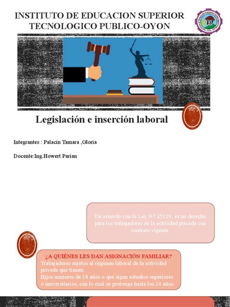 Legislación E Inserción Laboral Instituto De Educacion Superior Tecnologico Publico Oyon Pdf