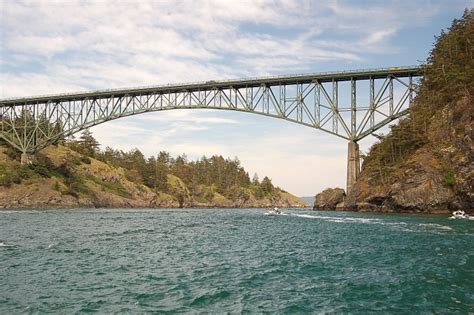 West Side Of Deception Pass Bridge At Deception Pass State Park Between Whidbey Island And Pass