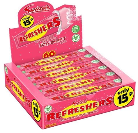 Swizzels Refreshers Strawberry Large Chew Bars Vegan Sherbet Sour Candy