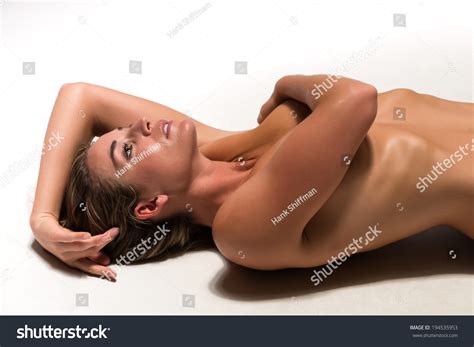 Beautiful Sunburned Brunette Nude On Gray Stock Photo 194535953 Shutterstock