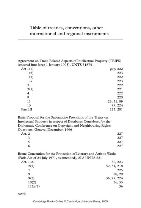 Table Of Treaties Conventions Other International And Regional Instruments The Legal