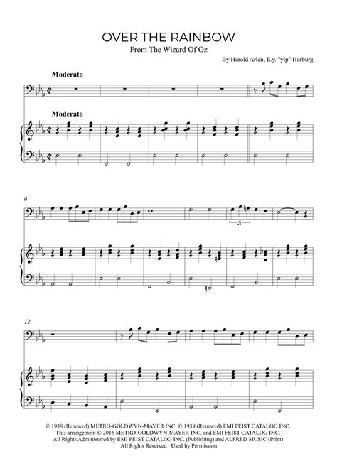 Over The Rainbow Arr Alex Nunes Rodrigues By Judy Garland Sheet